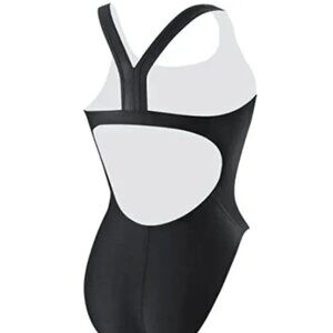 Speedo Black Y back racerback one piece swimsuit black 12/38